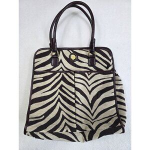 Antonio Melani Zebra Print Canvas & Faux Leather Tote Bag With Double Handles